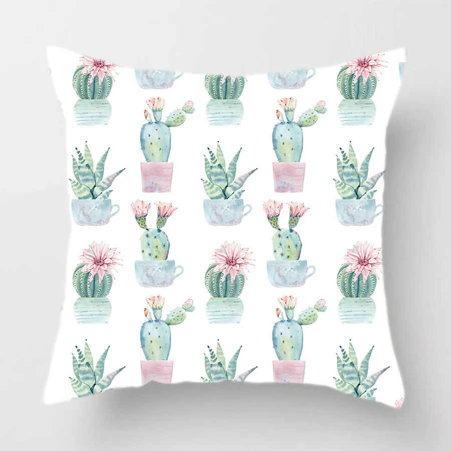 Акварельная картина Декоративные диванные подушки Чехол кактус украшение в форме цветка, сочные чехлы на подушки с рисунками растений вечерние домашний декор - Цвет: Cactus flower 14