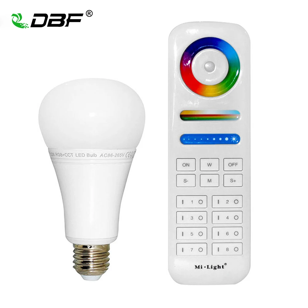 

DBF MiLight FUT105 E27 12W RGB+CCT LED Bulb 110V 220V Wireless 2.4G Bulb Dimmable 2 in 1 Smart LED Light Work With 8-Zone Remote