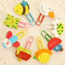 Милые 100 шт./лот деревянные животные формы книжные знаки цветные скрепки мультфильм книжные знаки офисные школьные принадлежности подарок для детей