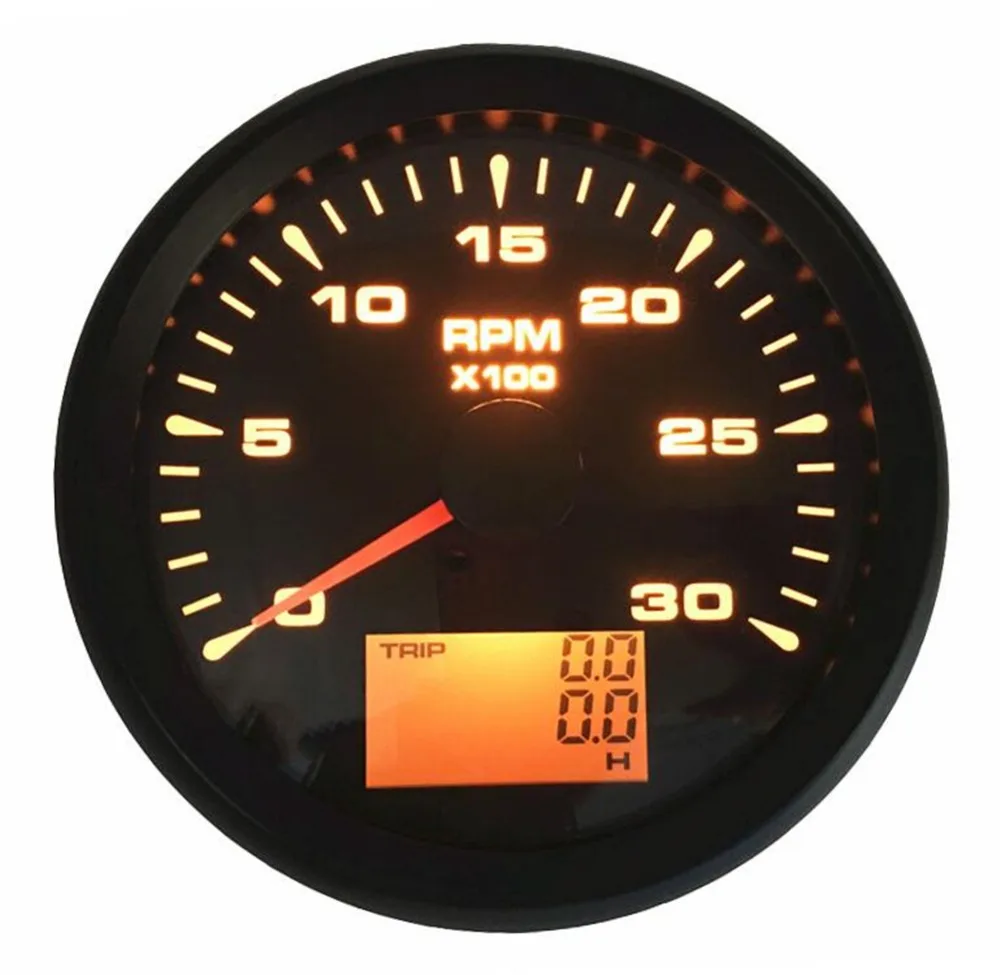 

1pc Marine 85mm 0-3000RPM Tachometer Gauge Tuning Sus316L Bezel Rev Counter with Odo Hour Meters Lcd and 8 Kinds Backlight Color