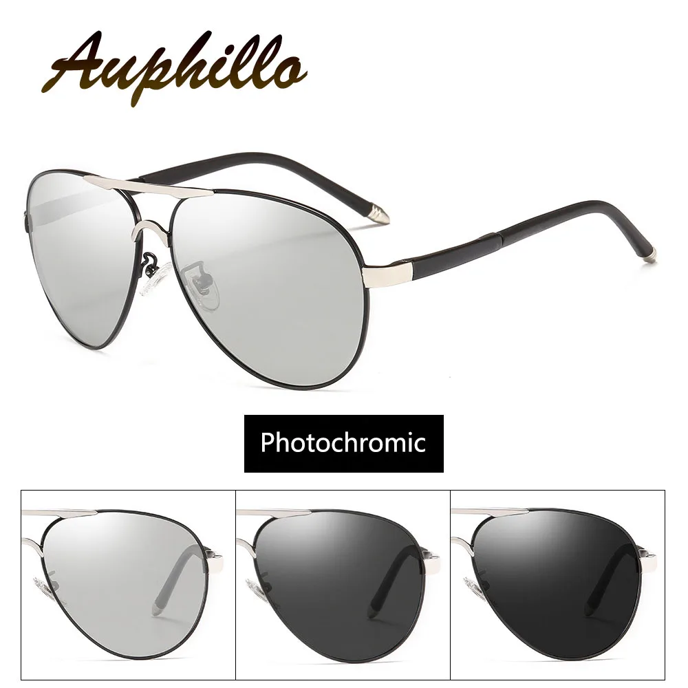 AUPHILLO New Classic Retro Sunglasses Men Superior Quality Photochromic Sunglasses Men Polarized Driver's Driving Glasses UV400