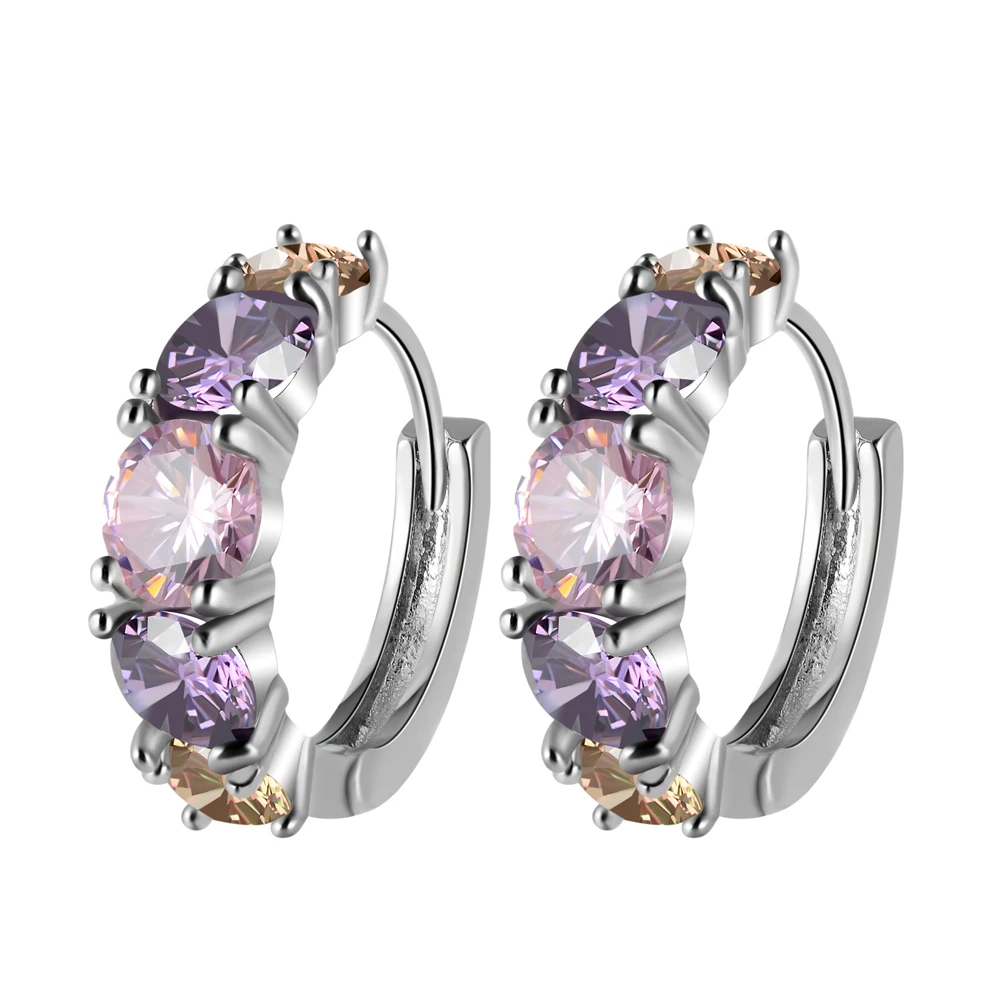 

New Fashion Jewelry Silver Earrings for women Chromatic Rhinestone Fashion silver Plated earrings NAFUDBAU