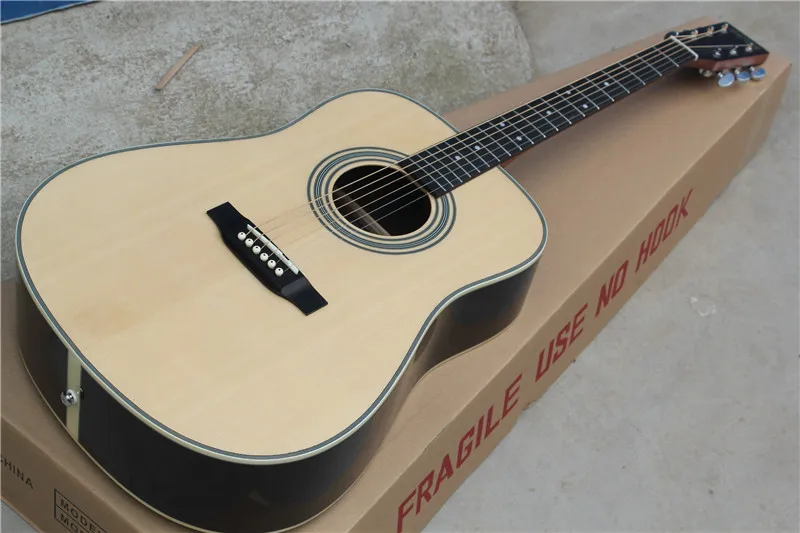 

Free shipping High Quality Chinese Factory Custom New Solid Spruce Top Natural Wood D Model 28 Folk Acoustic Guitar 11YUE