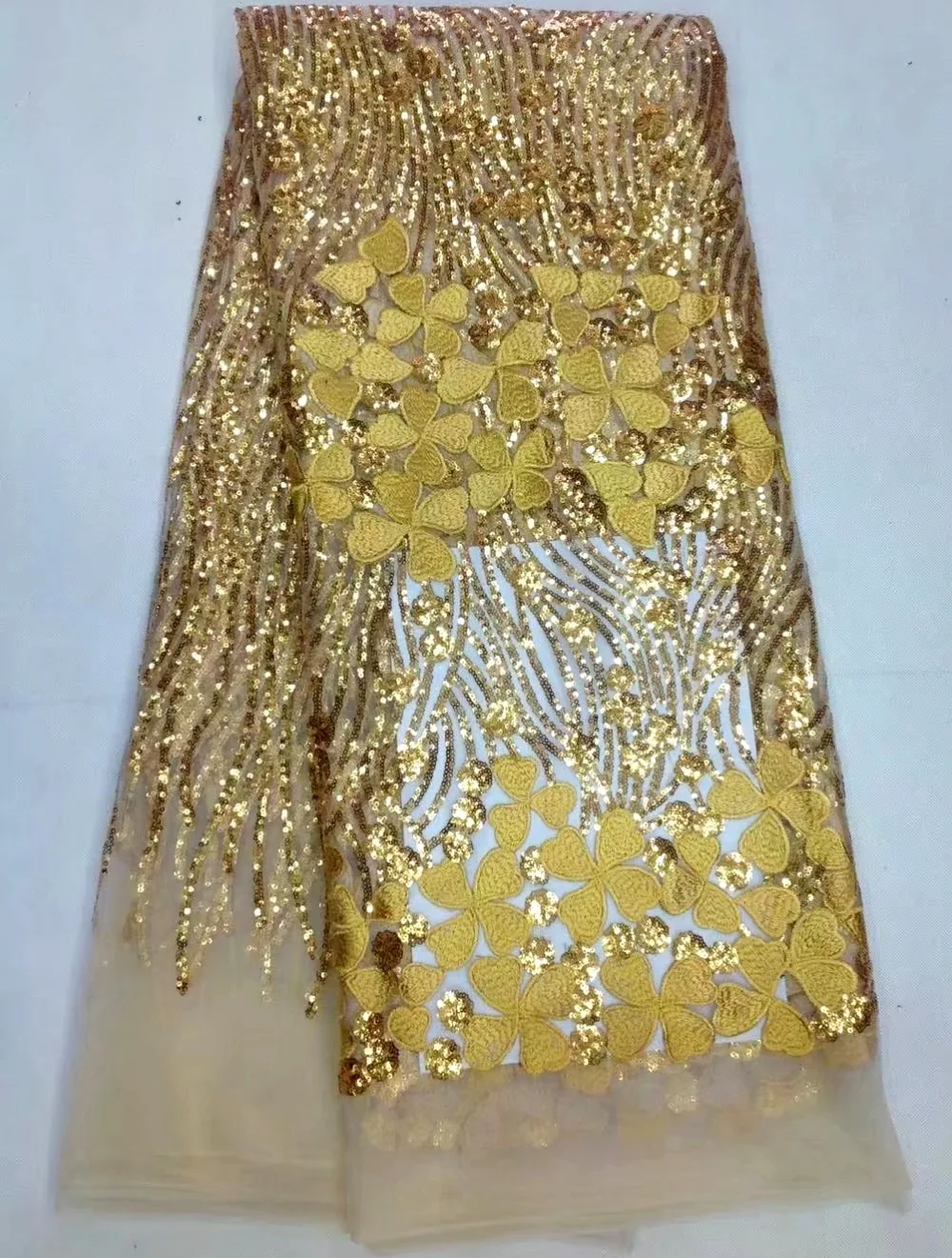 

Nigerian Lace Fabric 2017 African Guipure Lace Fabric Sewing High Quality African Cord Lace Fabric With sequins For Woman