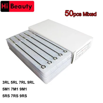 

50PCS Disposable Mixed Assorted Sterilized Tattoo Needles 3RL 5RL 7RL 9RL 5M1 7M1 9M1 5RS 7RS 9RS For Tattoo Machine Gun Grip