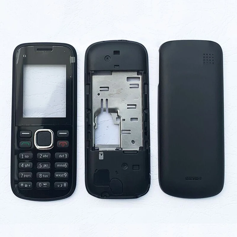 

BINYEAE Full Housing Case for Nokia C1-02 Cover Facing Frame + Middle + Back cover + Keypad Cell Phone Part+Logo
