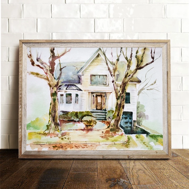 Wall Art Print Wall Art Twilight's Cullen Family Residence and Bella Swan House Watercolor Print, The Twilight Saga Poster Painting Fan Gift