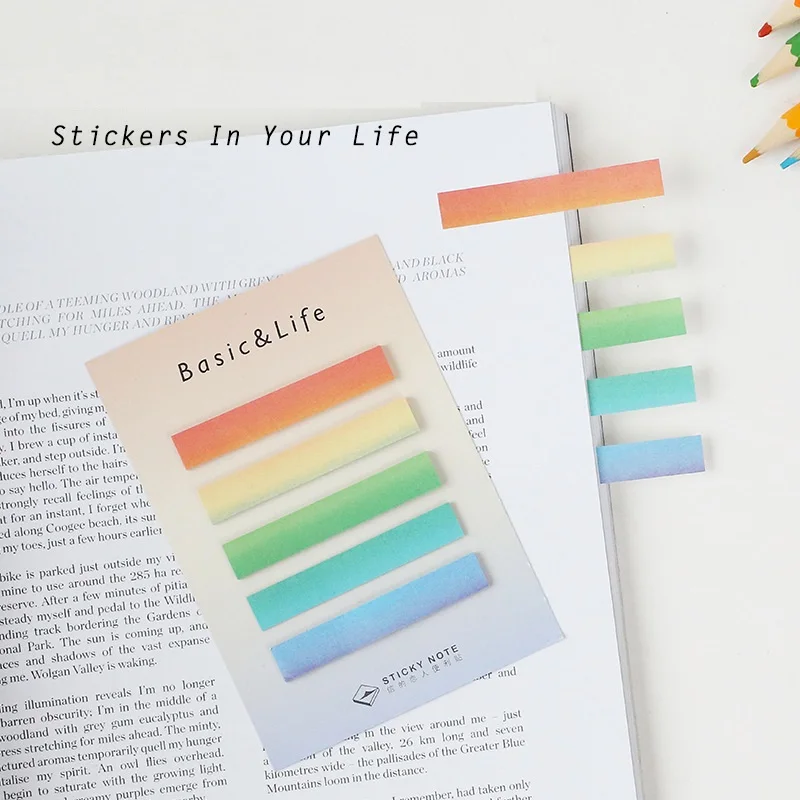 

4 pcs Basic pattern sticky note Rainbow memo pad Mini color post diary sticker Stationery Office tools School supplies F910