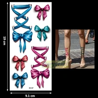 Новинка 1 шт Модные женские мужские водонепроницаемые Временные татуировки съемные яркие боди-арт 3D-07 красный розовый синий зеленый бант повязка с бантом - изображение