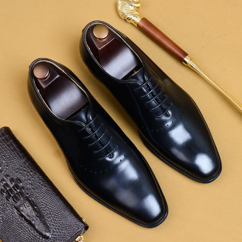 Black Brogues Formal Phenkang Boda Negocios De Vestido Mens Negro Oxford 2019 Zapatos Para coffee Cuero Cordones Hombres Genuino aawBCx5qZ