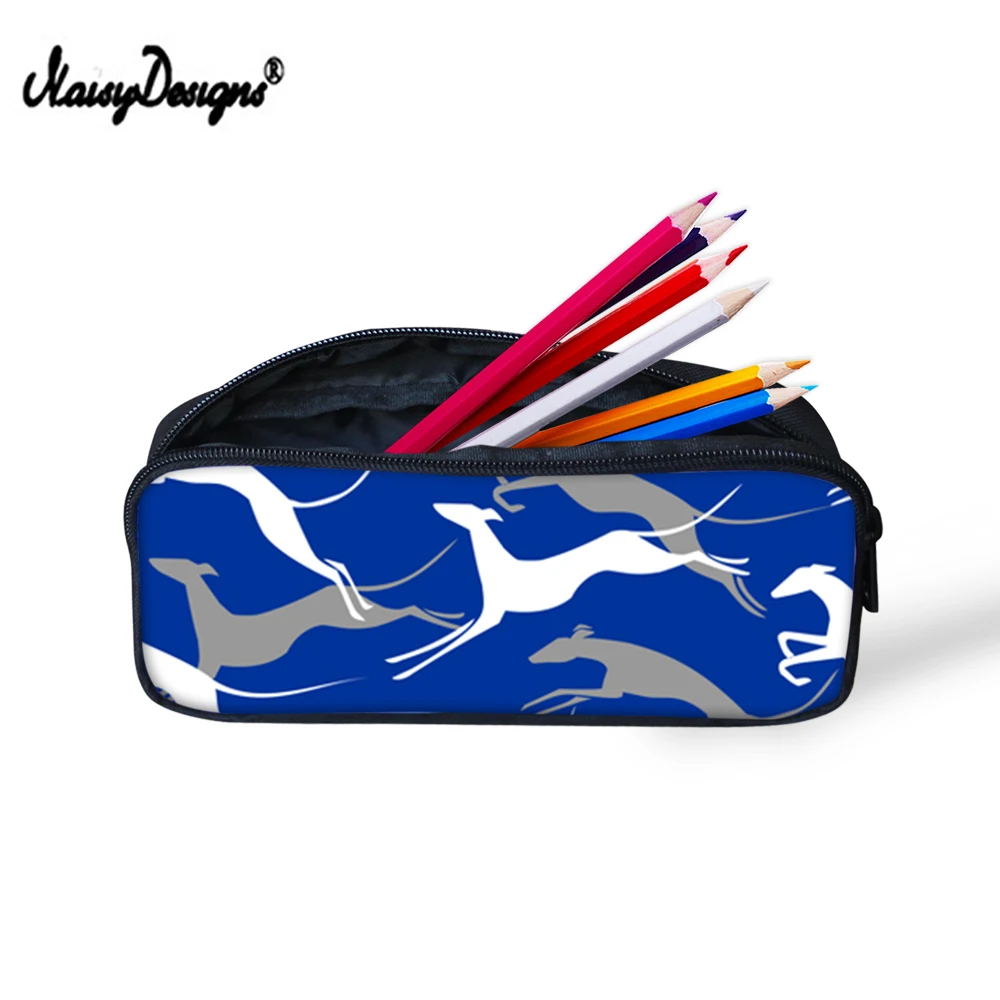 

Noisydesigns Greyhound Cartoon Print Canvas School Pencil Cases Large Zipper Bag Kawaii Boy Kid Pencils Pounch Animal Office Box