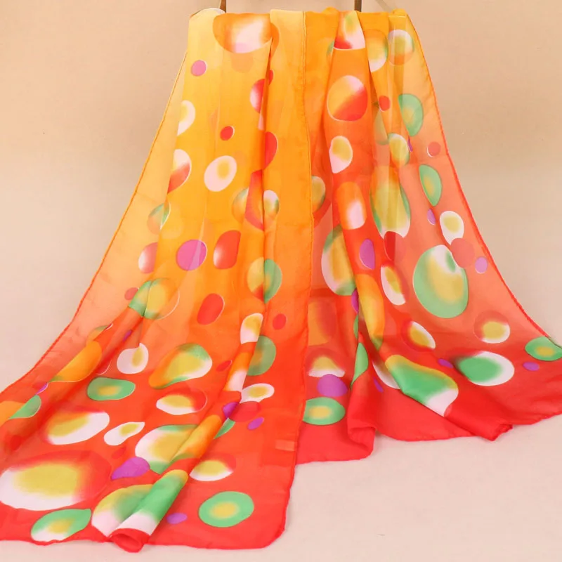 Женский шифоновый шарф, летние пляжные шали, тонкий цветной шарф-шаль с принтом 160x50 см