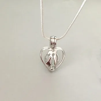 

10pcs/lot Solid 925 Silver Sweet Bride and Bridegroom Pendant ,Can Open to Hold 5-7mm DIY Pearl Beads Jewelry Locket Charm