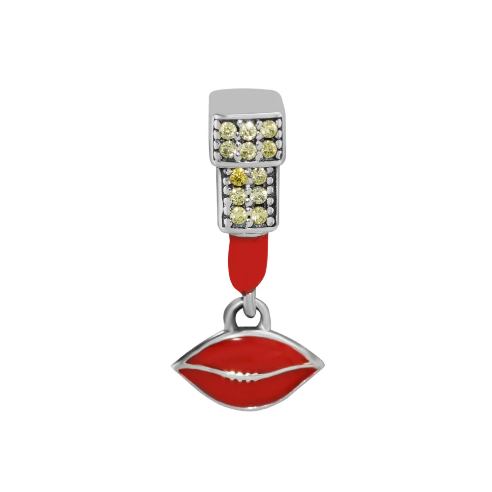 

CKK 100% 925 Sterling Silver Red Lipstick Glamour Charms Bead Fit Original Bracelet Argent Beads for Jewelry Making Berloque