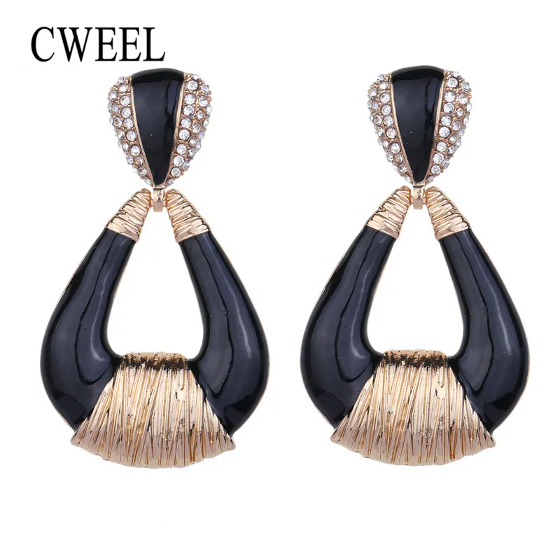 

CWEEL Fashion Big Black Drop Earrings Wedding Bohemian Earrings For Women Oorbellen Earings Jewelry Gift Brincos Hanging