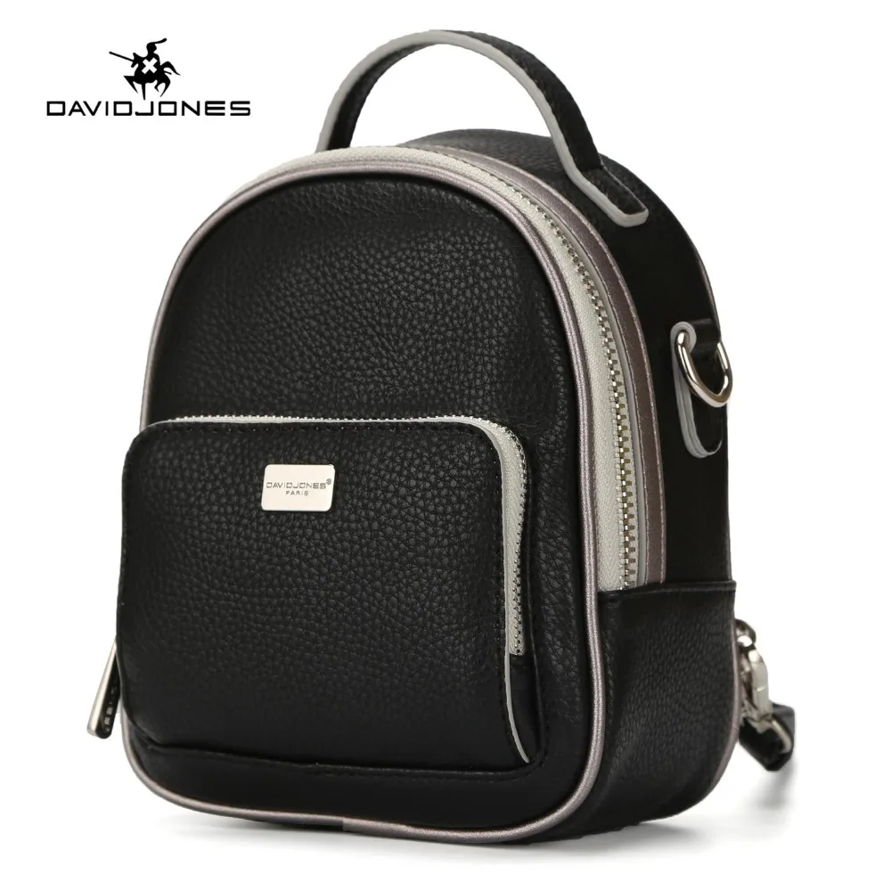 Beste DAVIDJONES vrouwen rugzakken faux leer vrouwelijke schoudertassen kleine dame patchwork schooltas meisje merk softpack drop shipping