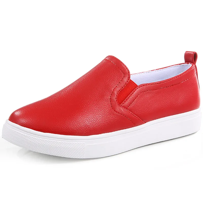ENMAYLA новая демисезонная белая обувь трех цветов дамские лоферы без каблука размеры 34-44 повседневная модная дамская обувь с закругленным носком - Цвет: Red