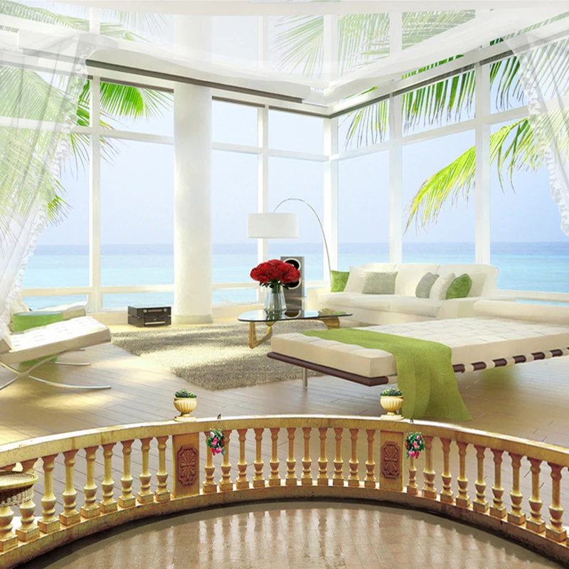 Пользовательские фото обои 3D морской балкон большой росписи стерео космический пейзаж Гостиная диван 3D настенные фрески обои современный