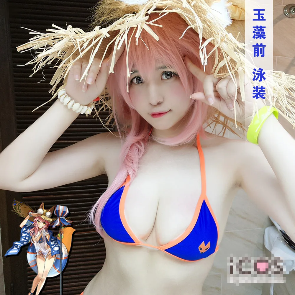 Костюм для косплея Tamamo no Mae Fate/Grand Order летняя шапка биники с ушами и хвостом |