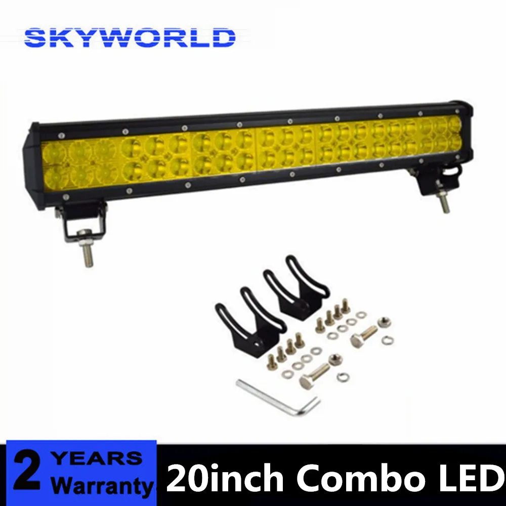 

20Inch 126W Combo Yellow Fog Led Light Bars Spot Flood Beam For Work Driving Offroad Boat Car Tractor Truck 4x4 SUV ATV 12V 24V