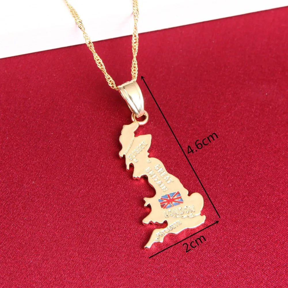 United Kingdom Map Pendant Necklace British Glasgow London UK Great Britain And Northern Ireland Flag Jewelry 2