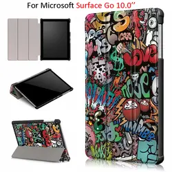 Для microsoft Surface Go 10 Тонкий чехол из искусственной кожи трехслойный чехол-подставка для поверхности Go 10 "Coque Tablet Cover