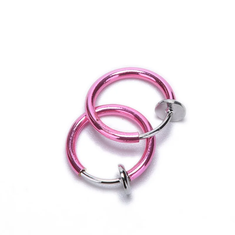 

Wholesales 2Pcs Clip on Boby Nose Lip Ear Fake Piercing Rings Stud Punk Goth False Hoop Earrings Septum 6 Colors