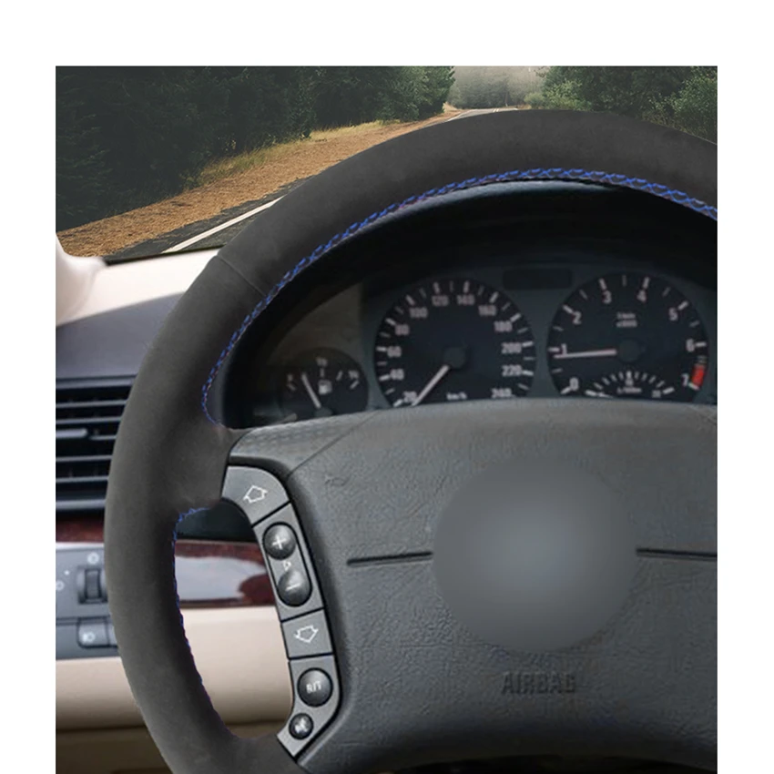 DIY черная замша рулевого колеса автомобиля крышки для E46 318i 325i E39 E53 X5 аксессуары Запчасти