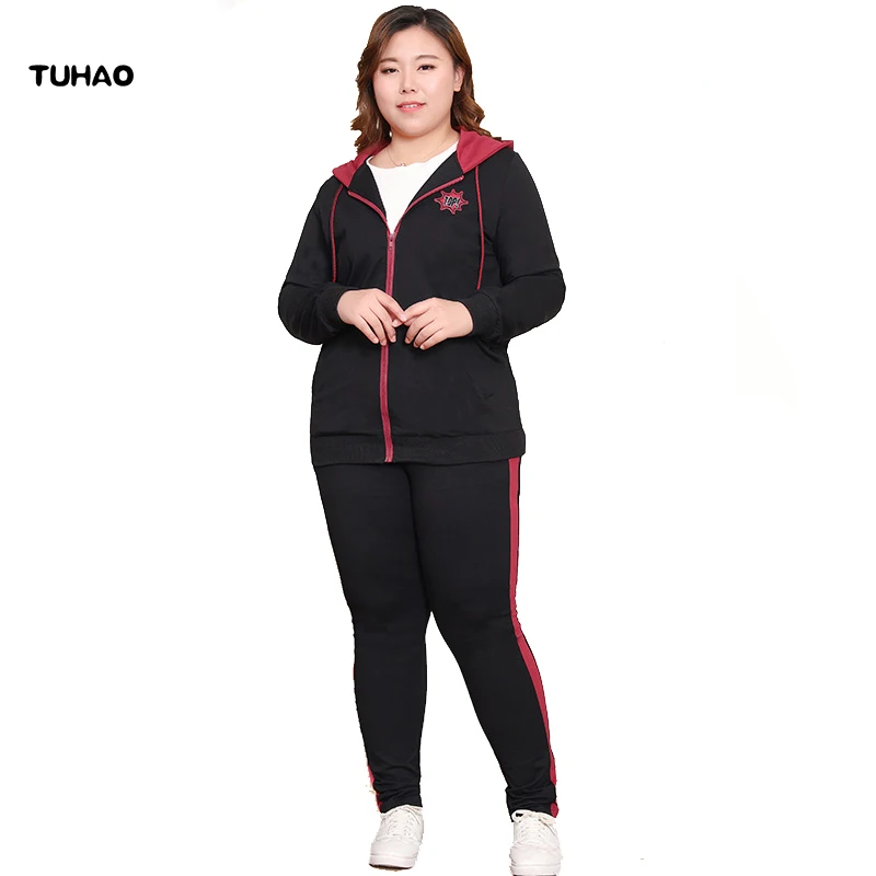 

2019 Joggers Suit Sets for Woman Plus Size 10XL 8XL 6XL Casual Women 2 Piece Set Hooded Long Sleeve Women Active Set MS