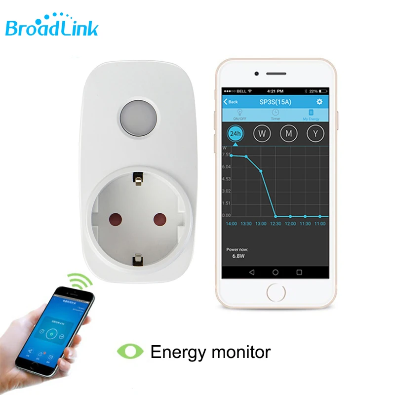 

Broadlink SP3 SP3S EU US Socket Smart Remote Timer With Energy Monitor 3G 4G Wifi Socket IOS Compatible Alexa Echo Google Home