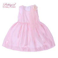 Summer 2017 New Design Child Dress Pink Sleeveless Cotton Chiffon With Bow Girl Dress Children Clothes Free Shipping GD50312-15