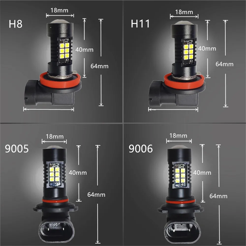 2 шт. H8 H11 светодиодные лампы HB4 Led HB3 9006 9005 противотуманный светильник s 1200LM 6000K 12V 24V белый светильник для автомобиля