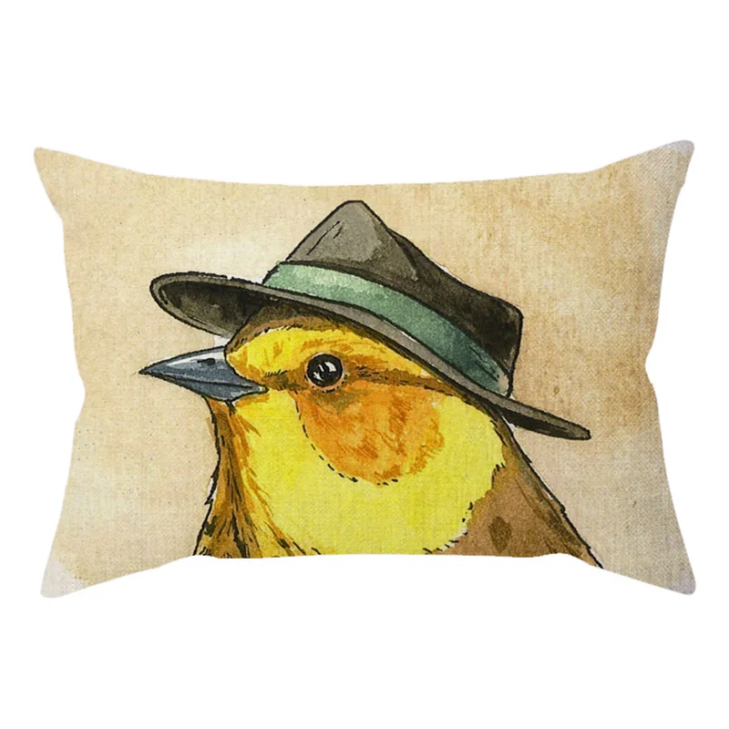30x50cm Cute Animal Bird Wear a hat Colorful Vintage Sofa Decorative Throw Pillow Case Hen Crow Funny Car Chair Cushion Cover M088-12