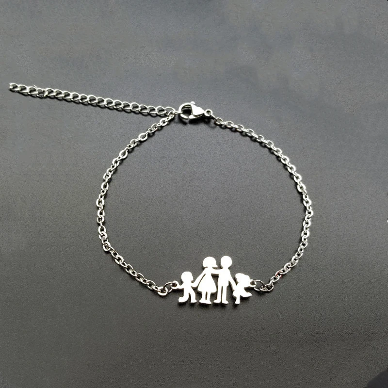 

Stainless Steel Happy Family Bracelets Boys Father Mother Bracelet Gold Silver Color Parent Kids Link Chain Charm Jewelry Gift