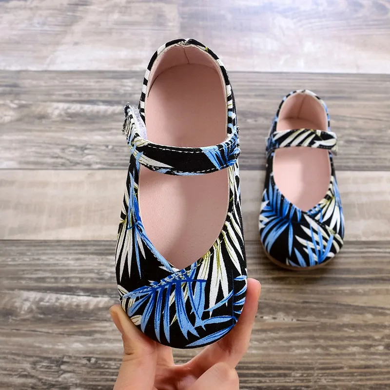 Spring Summer Cute Beach Shoes Baby Girls Plant Print Soft Bottom Flat