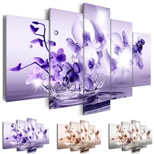 Pintura da lona Arte Da Parede Home Decor 5 peças Colorido Moth Orchid Pictures Para Sala Modular Estampas de Flores Cartaz Emoldurado