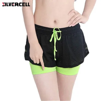 

SILVERCELL Women Casual Quick Dry Cotton Mesh Short Workout Two Layer Summer Fitness Fold Short Cool Wear Drawstring Clothing
