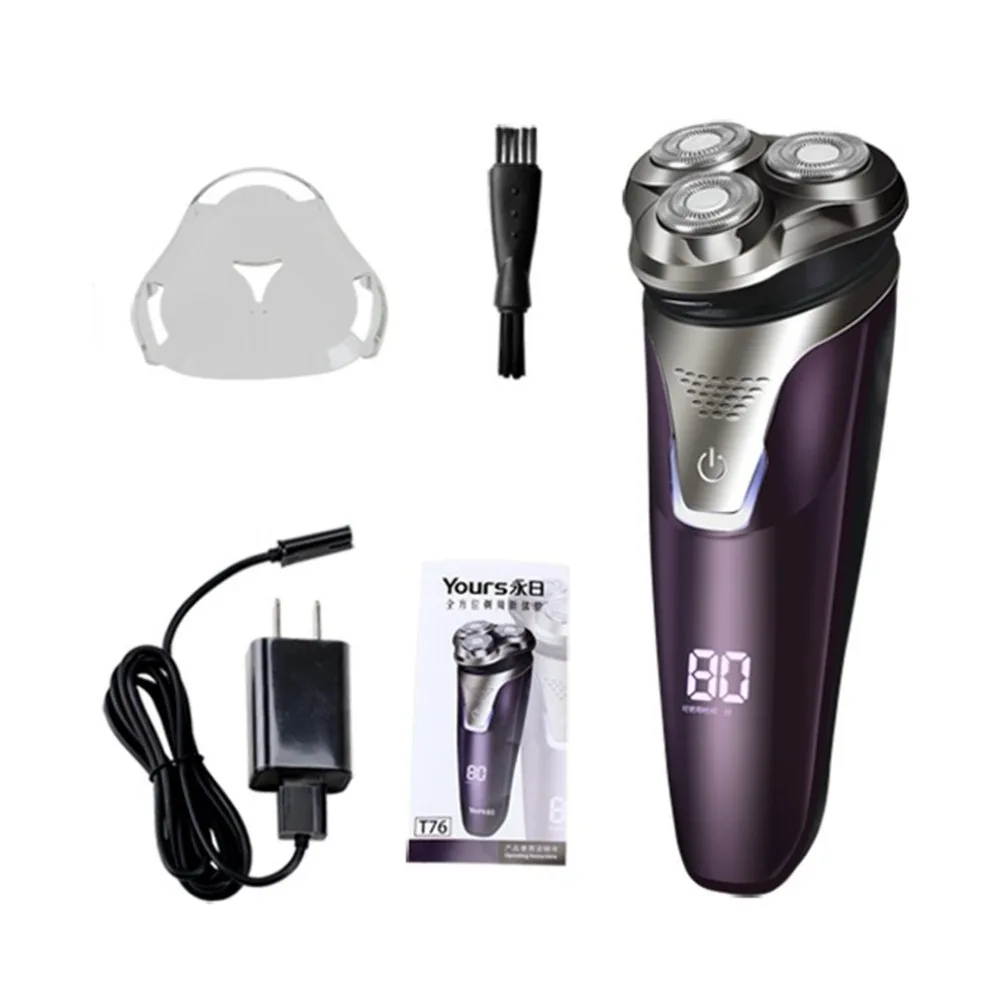 

Washable Rechargeable Electric Shaver Razor with Floating Heads USB Quick Charging LED Display Shaving Machine for Men