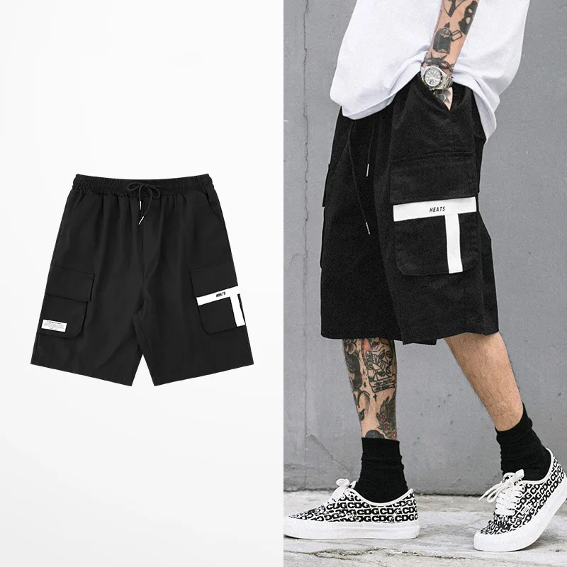 Корейские модные уличные мужские шорты в стиле хип-хоп, брендовые короткие брюки, Мужская Уличная Одежда для танцев, рок, рабочая одежда, шорты