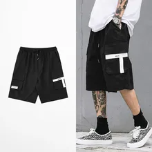 Корейские модные уличные мужские шорты в стиле хип-хоп, брендовые короткие брюки, Мужская Уличная Одежда для танцев, рок, рабочая одежда, шорты