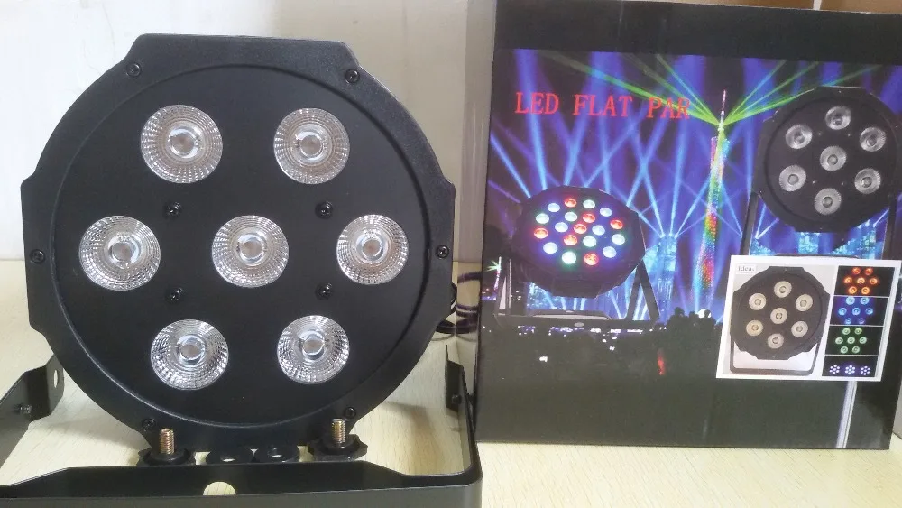 

HOT 8pcs/lot 2017 7x 12W RGBW DMX Stage Lights Business Led Flat Par High Power Light with Professional for Party KTV Disco DJ