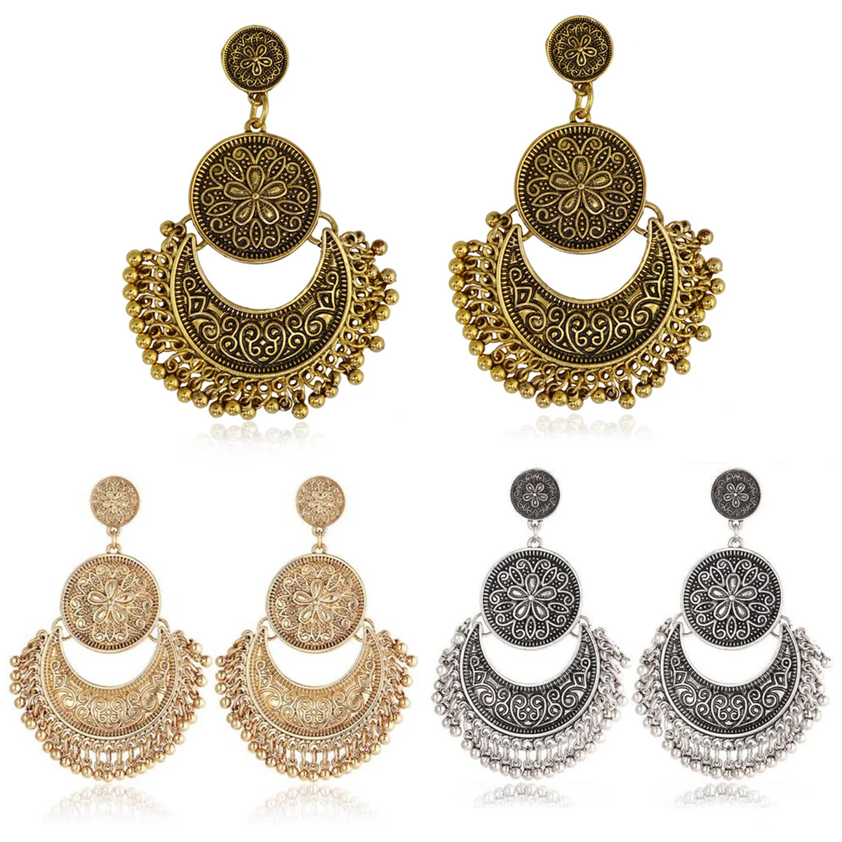 

Vintage Charm Carved Pendant Earring For Women Bohemian Ethnic Tibetan Danlge Drop Earring Shellhard Fashion Jewelry Accessories