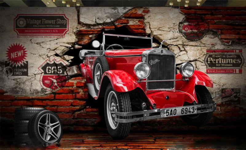 Classic Car Shop Wallpaper