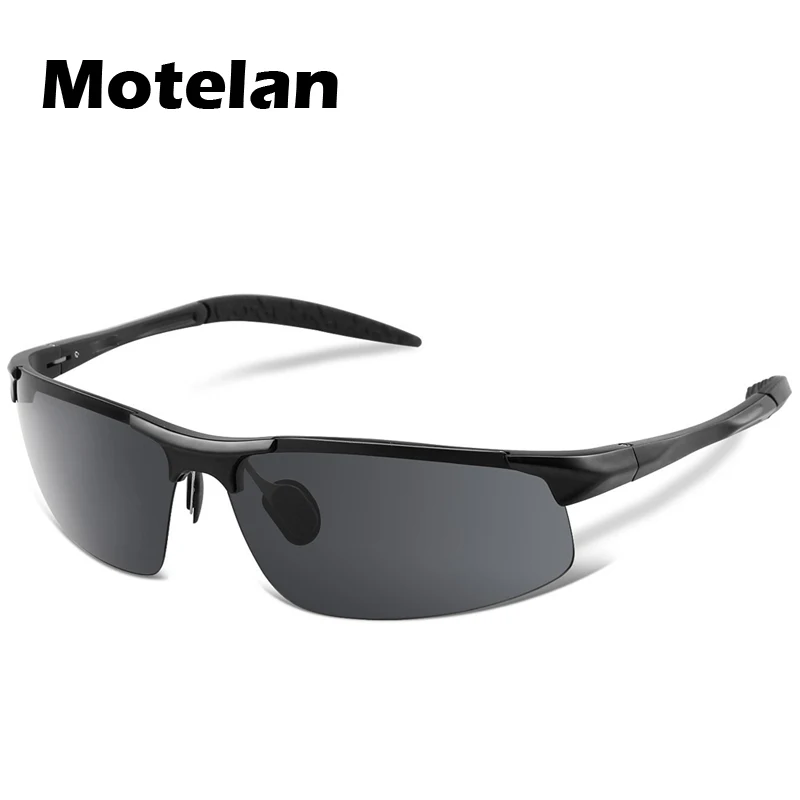 polarized Mens sunglasses aluminum magnesium frame car driving sunglasses men sports Black grey