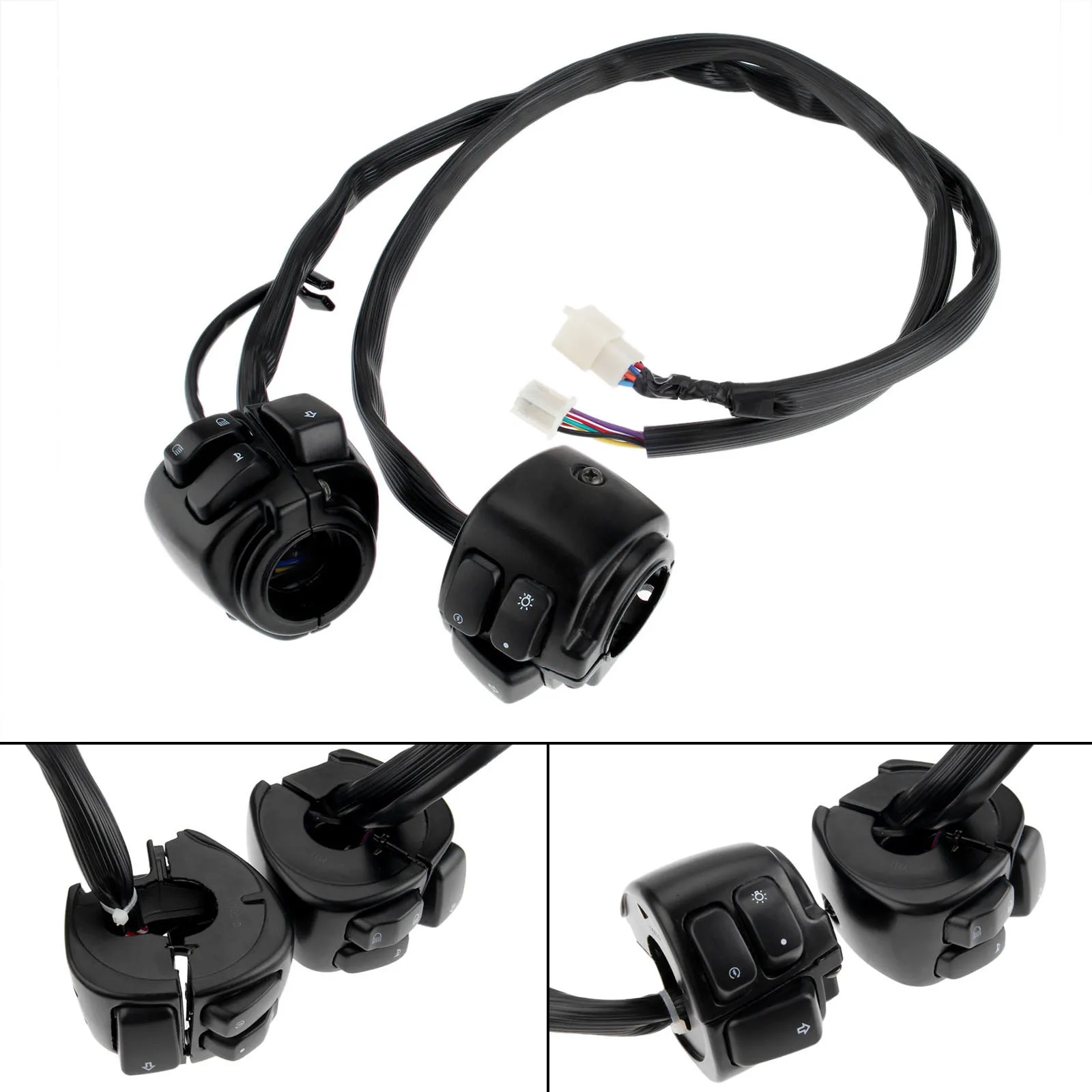 

Yetaha 1 Pair 25mm Motorcycle Handlebar Control Switch With Wiring Harness For HARLEY SOFTAIL DYNA SPORTSTER V-ROD