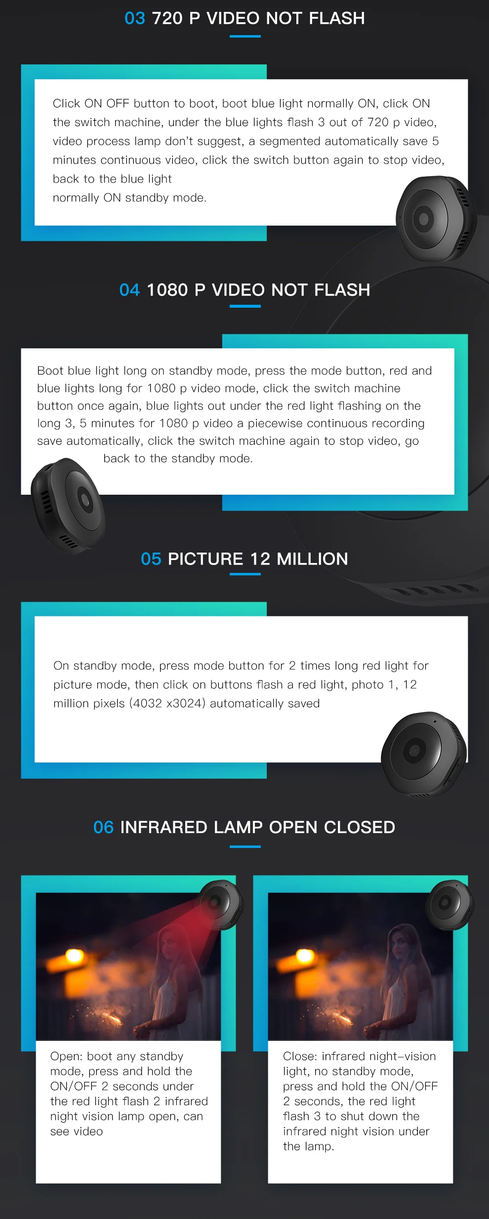 Volemer H6 Wifi Mini Camera Home Security IR Night Vision Wireless Ip Cam HD Motion Detection Portable Magnetic Handheld Camera (8)
