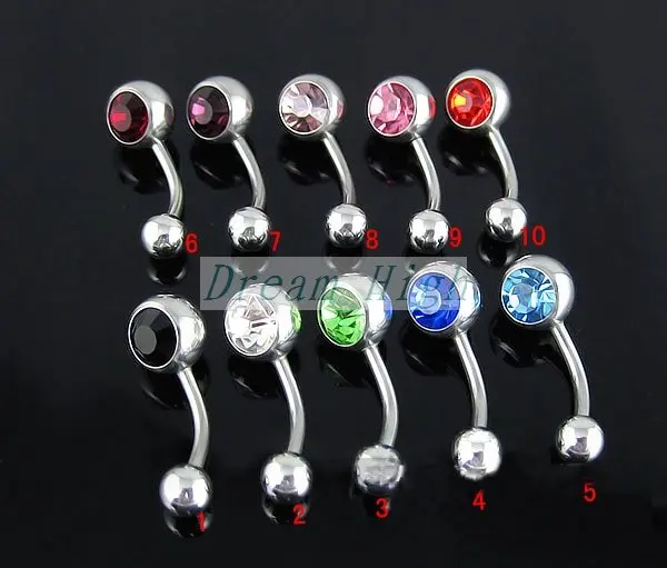 

Wholesale Navel Piercing Belly Button Ring Body Piercing Jewelry For Girl 316L Surgical Steel 60pcs/lot Mixed Color Promotional