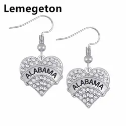 Lemegeton Алабама дрель кристалл сердце Форма сообщение Длинные Висячие серьги металлической подвеской Серьги для Для женщин с серебряным
