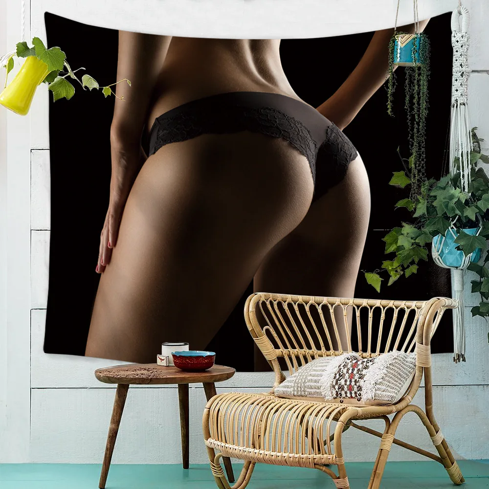 

Sexy Beauty Hanging Tapestry Lady Underwear Painting Decorative Fabric Fantasy Boy Bedroom Decor Panties Beauty Curtain 2018 New