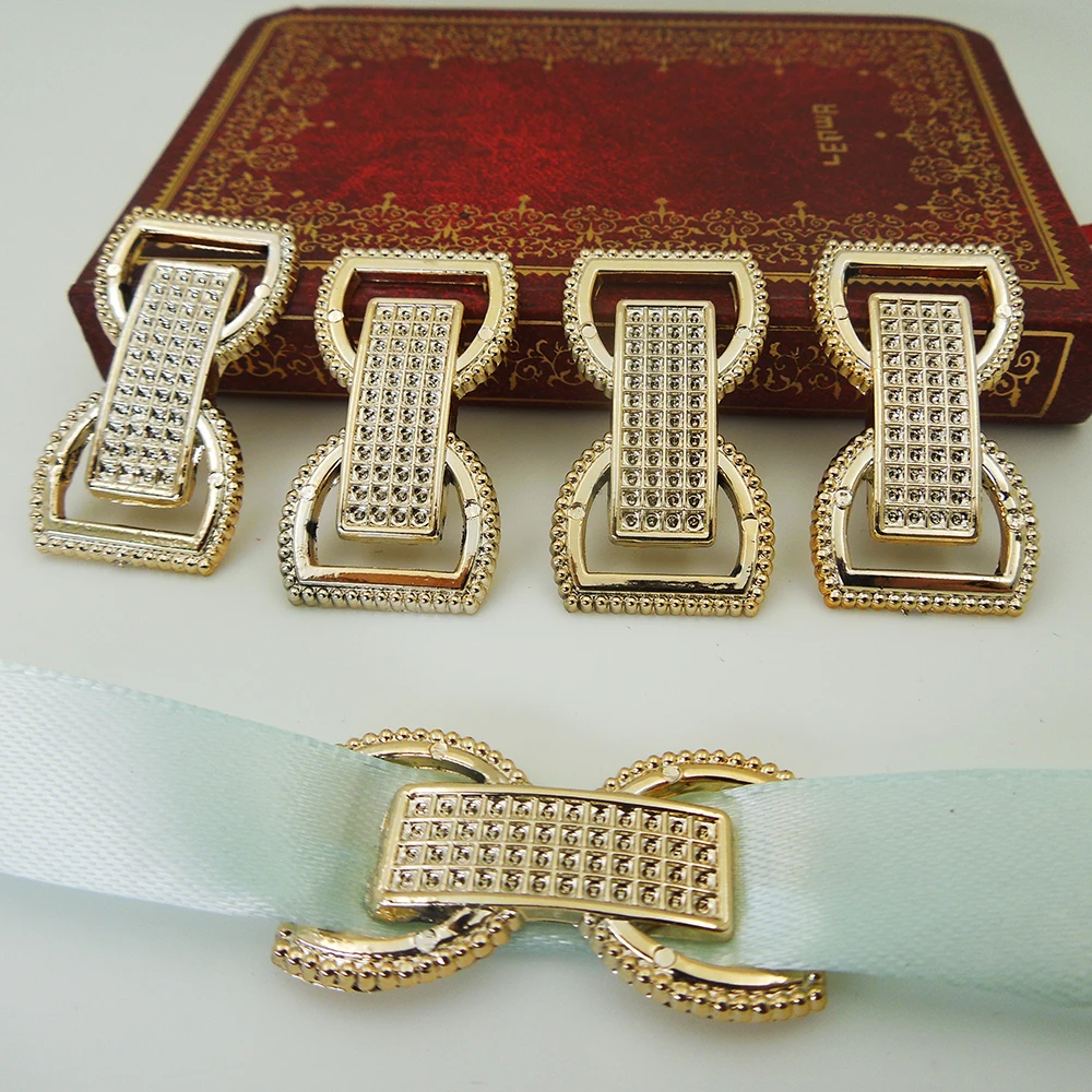 

37/20mm,25pcs uv plated rose gold no fade ribbon buckles acessories Invitation Ribbon Slider Headband Hair Clip DIY